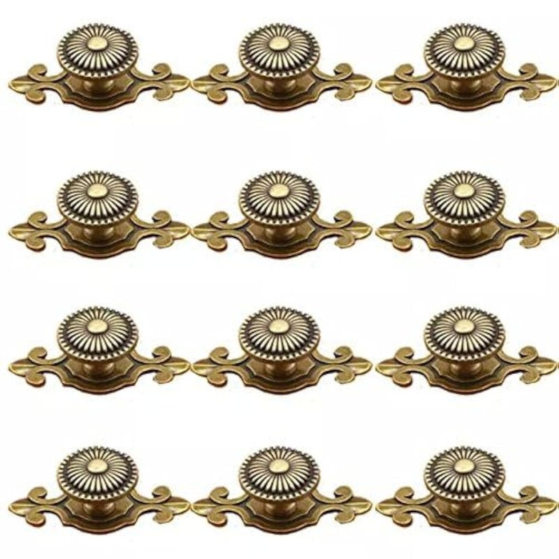 CSKB Golden Brass Antique Vintage Retro Drawer Cabinet Metal Knobs with Backplates 12 PCS,Mushroom Shape Pulls Handle Dresser Knob - Image 1